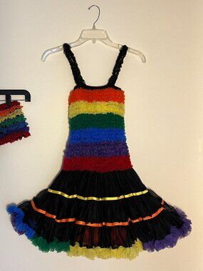Dance Dress and Bloomers Rainbow Tutu Can Can Costume